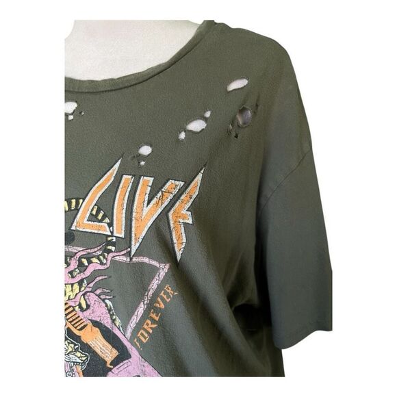 Zutter Army Green Long Live Rock N Roll Forever Rebel Tiger Tshirt L - Picture 2 of 5
